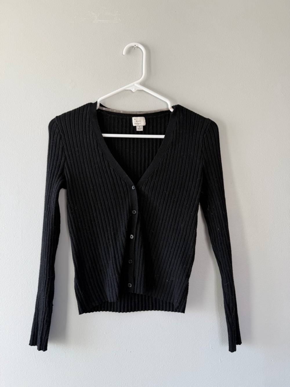 A New Day Black Fitted Ribbed Cardigan